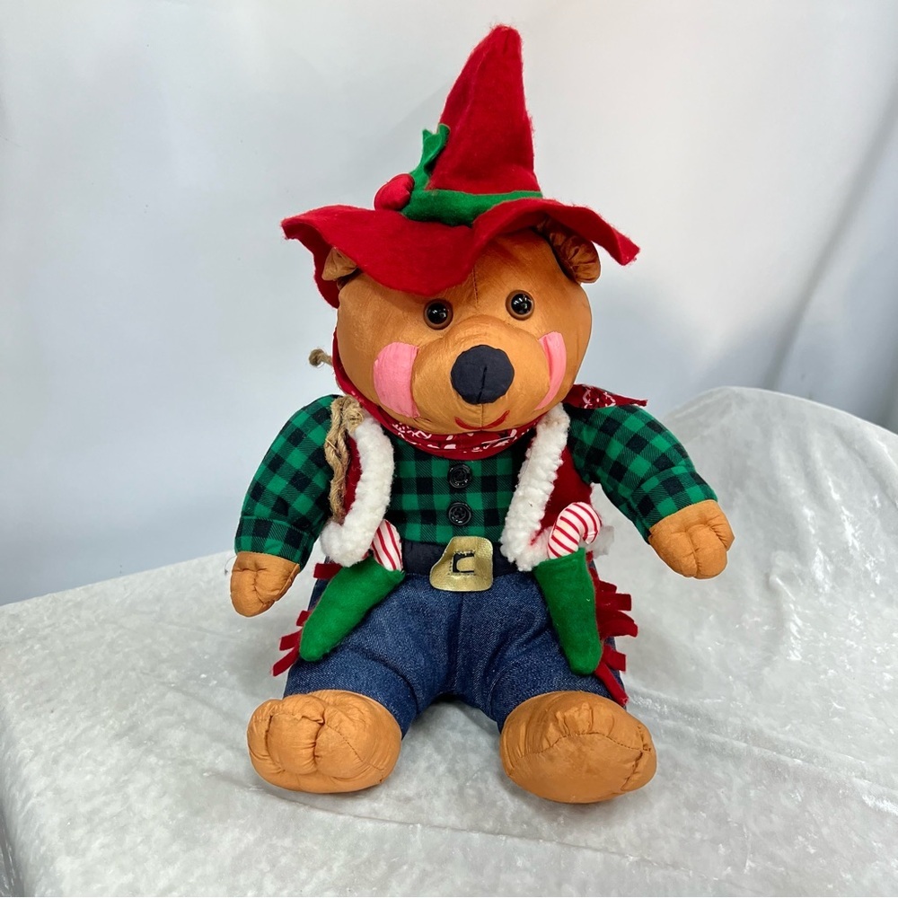 1994 vintage International Silver parachute style Christmas holiday cowboy bear